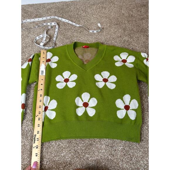 Sweater Land sweater cropped daisy flowers cropped long sleeve SZ SM - Picture 5 of 7
